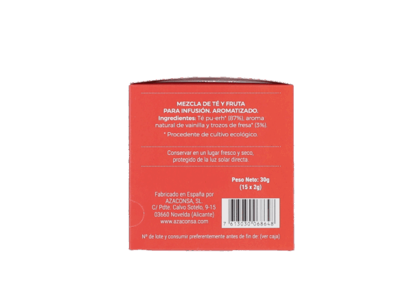 Té Rojo Pu Erh con Fresa y Vainilla Ecológico - Imatge 3